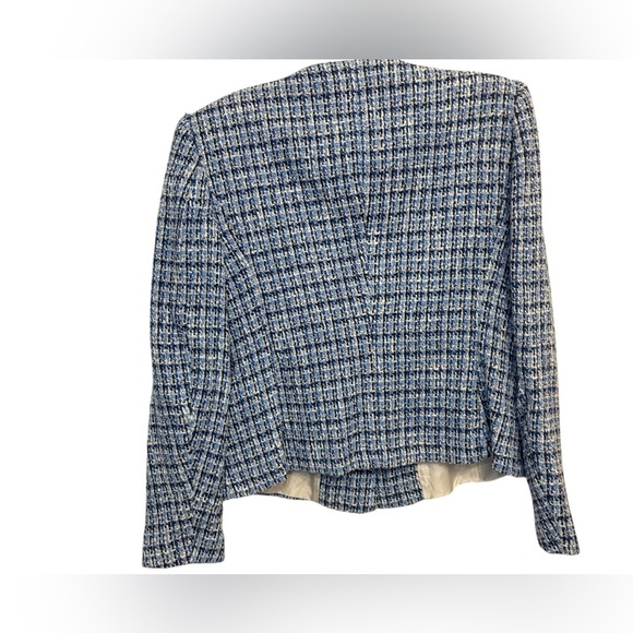 Zara Blue Tweed Blazer with Button Detail - Picture 5 of 8